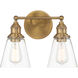 Barwell 2 Light 15 inch Oxidized Aged Brass Bath Vanity Light Wall Light