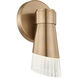 Fusion Collection - Lugano Family 1 Light 4.75 inch Brushed Brass and Ribbed Clear ADA Wall Sconce Wall Light, EVOLV