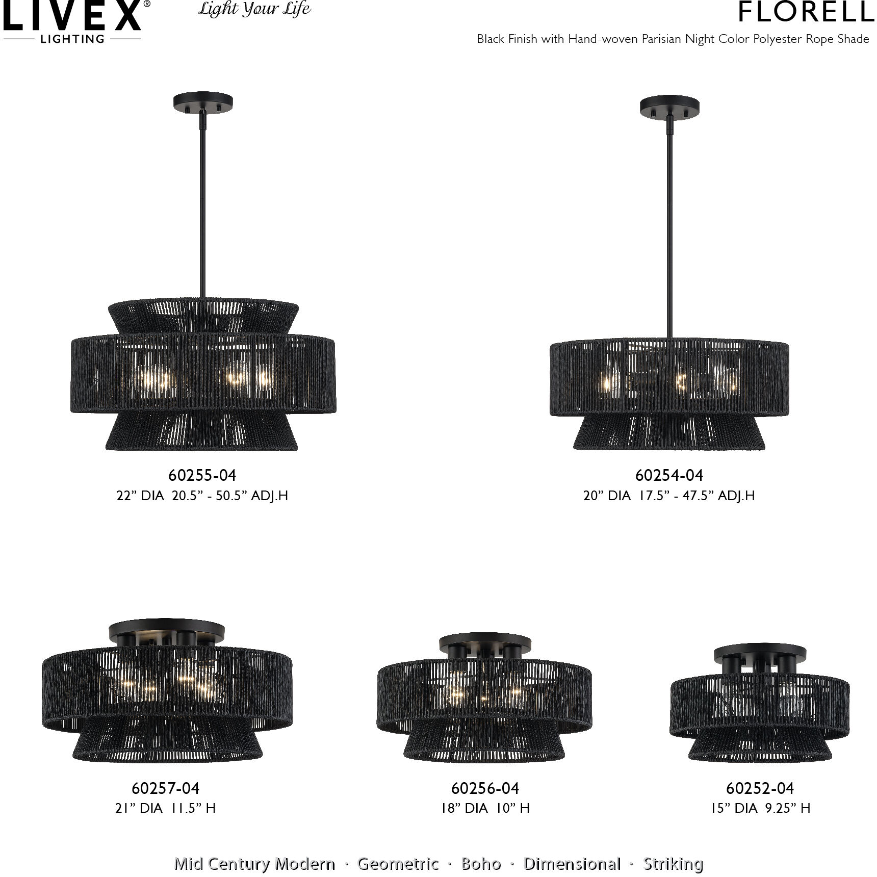 Florell 5 Light 22 inch Black Pendant Chandelier Ceiling Light