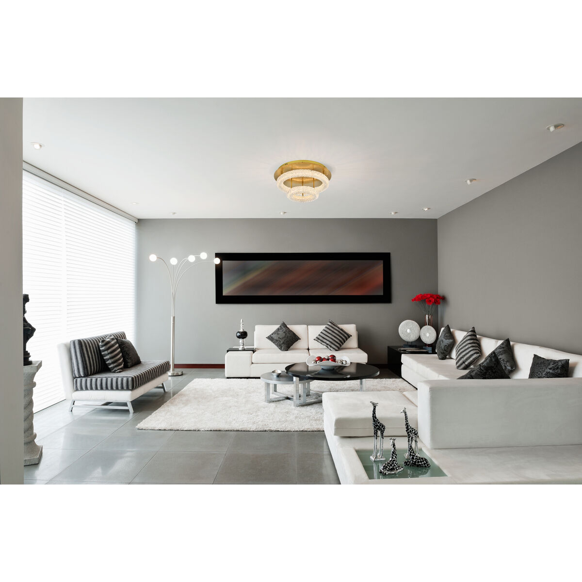 Bowen 2 Light 22 inch Satin Gold Flush Mount Ceiling Light