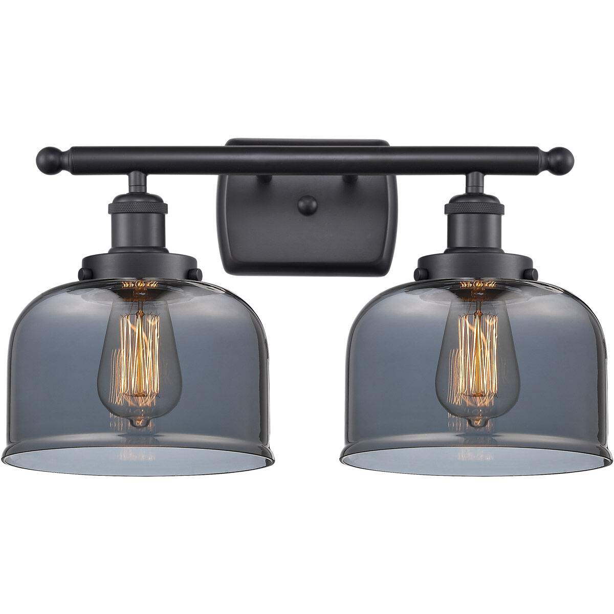 Ballston Large Bell LED 16 inch Matte Black Bath Vanity Light Wall Light in Plated Smoke Glass, Ballston