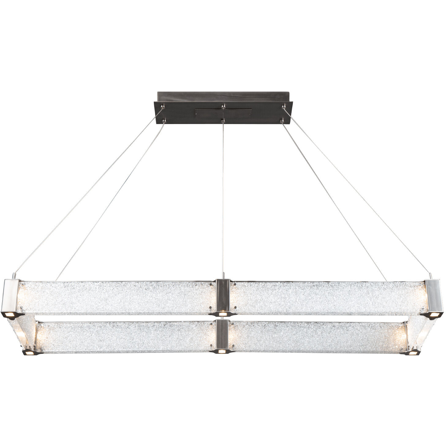 Parallel LED Matte Black Linear Pendant Ceiling Light in 3000K LED, Smoke Granite, Rectangular