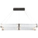 Parallel LED Gilded Brass Linear Pendant Ceiling Light in Smoke Granite, 2700K LED, Rectangular