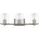 Perry 3 Light 24 inch Antique Nickel Bath Light Wall Light, Large