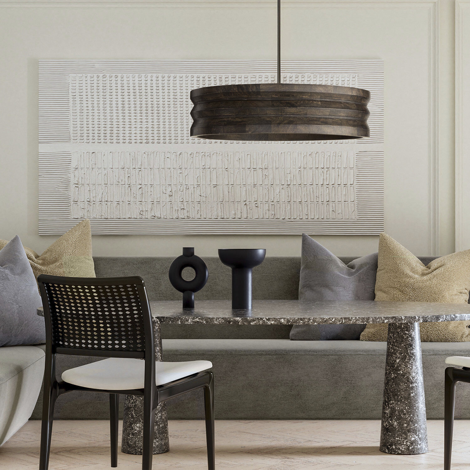 Dunn 4 Light 30 inch Espresso Stain and Black Chandelier Ceiling Light