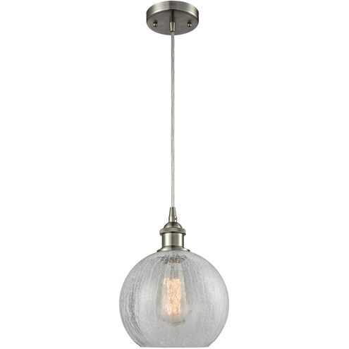 Ballston Athens 1 Light 8 inch Brushed Satin Nickel Mini Pendant Ceiling Light in Clear Crackle Glass, Ballston