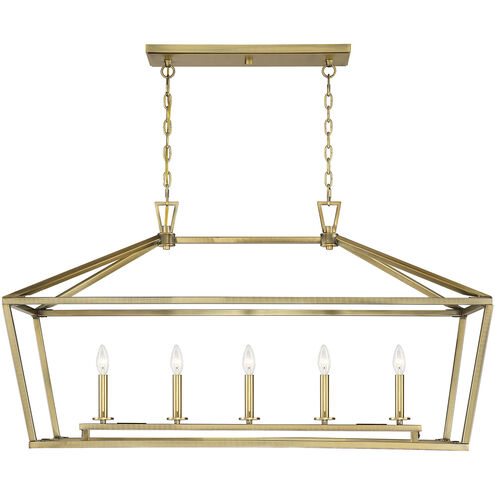 Townsend 5 Light 44 inch Warm Brass Linear Chandelier Ceiling Light, Essentials