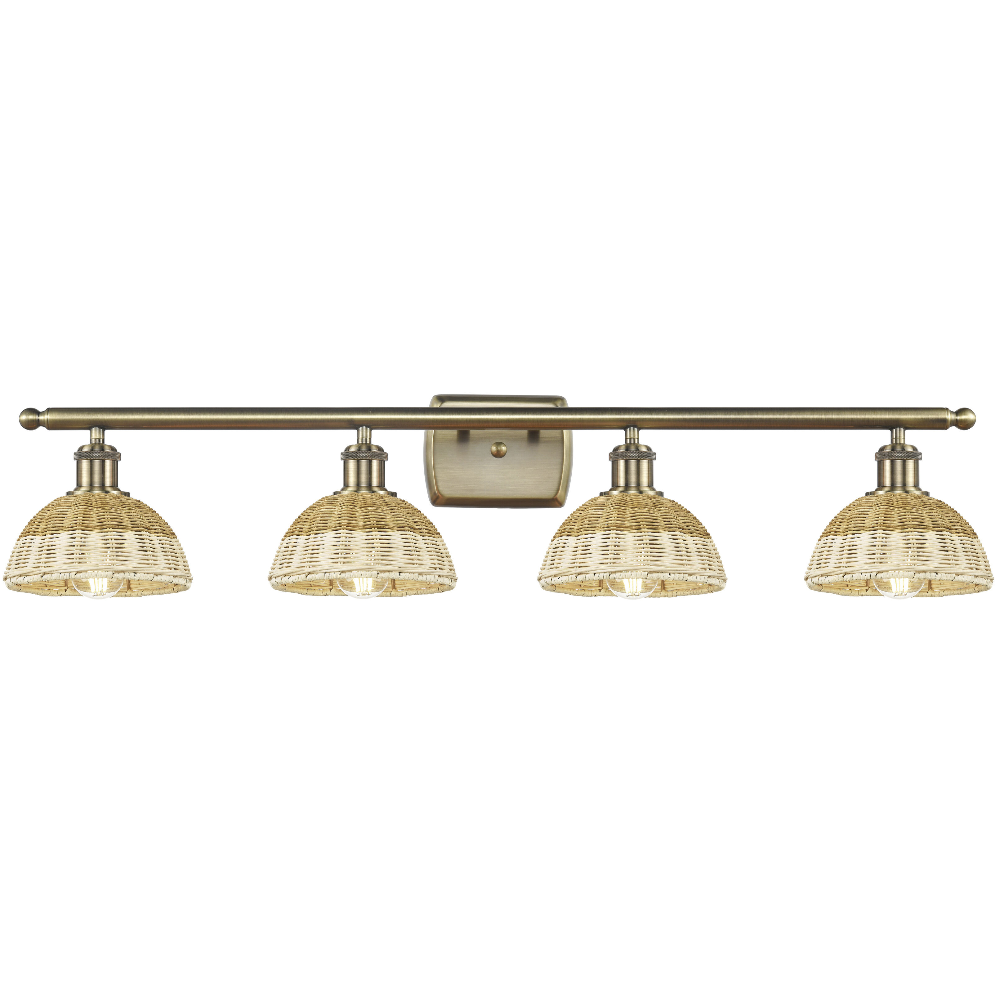 Ballston Bristol Natural II 4 Light 37.5 inch Antique Brass Bath Vanity Light Wall Light