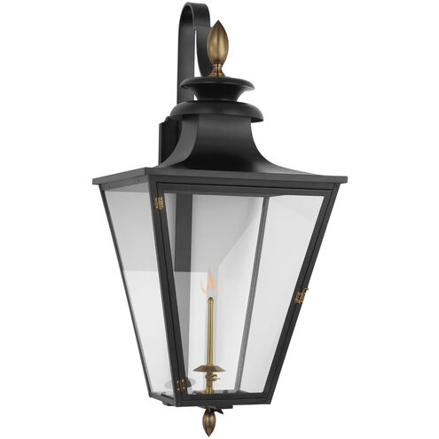 Chapman & Myers Albermarle2 1 Light 39.75 inch Matte Black and Brass Outdoor Bracketed Gas Wall Lantern, Large