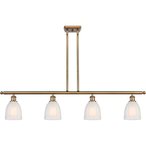 Ballston Brookfield 4 Light 48 inch Brushed Brass Island Light Ceiling Light in White Glass, Ballston