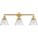 Franklin Restoration Large Cone LED 32 inch Satin Gold Bath Vanity Light Wall Light in Clear Glass, Franklin Restoration