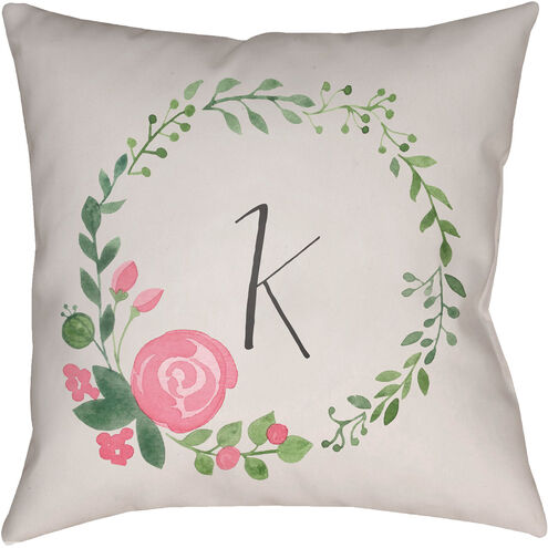 Initials Ii 18 X 18 inch Beige and Pink Outdoor Throw Pillow