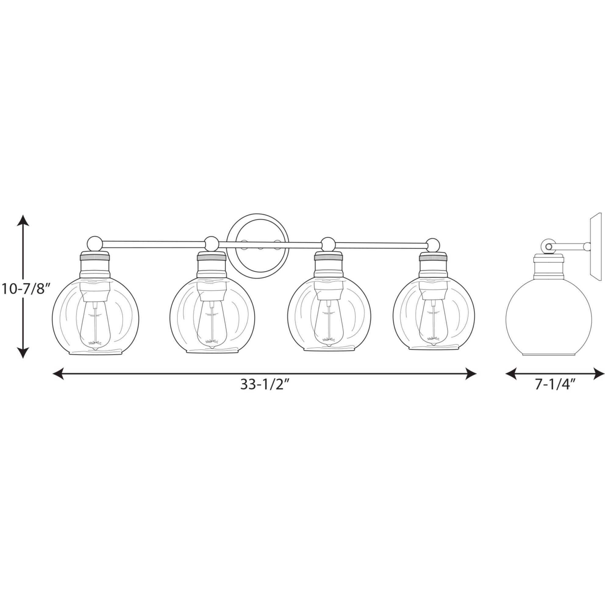 Hansford 4 Light 34 inch Polished Nickel Bath Vanity Wall Light