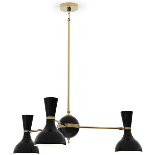 Clare 3 Light 27.75 inch Modern Brass Chandelier Ceiling Light in Obsidian