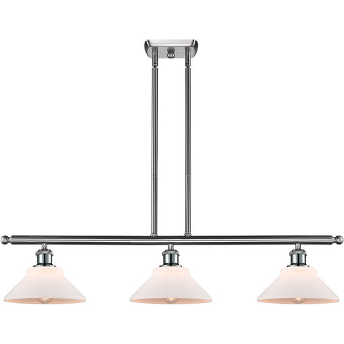 Ballston Orwell 3 Light 36 inch Brushed Satin Nickel Island Light Ceiling Light in Matte White Glass, Ballston