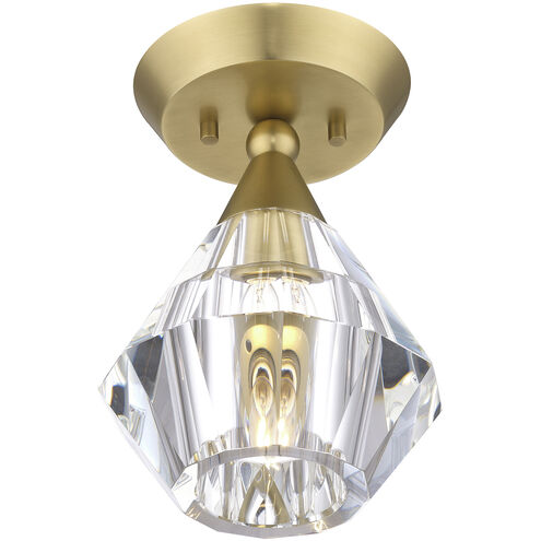 Brussels 1 Light 7 inch Natural Brass Crystal Semi-Flush Ceiling Light