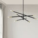 Wand 8 Light 50 inch Matte Black with Aged Brass Chandelier Ceiling Light in Matte Black and Aged Brass