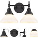 Caden LED 17 inch Matte Black Bath Vanity Light Wall Light in White Glass