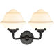 Nouveau Small Oxford 2 Light 16 inch Oil Rubbed Bronze Bath Vanity Light Wall Light in Matte White Glass, Nouveau