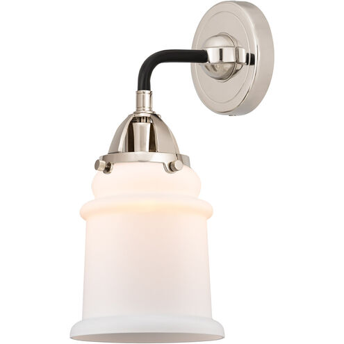 Nouveau 2 Canton LED 6 inch Black Polished Nickel Sconce Wall Light in Matte White Glass