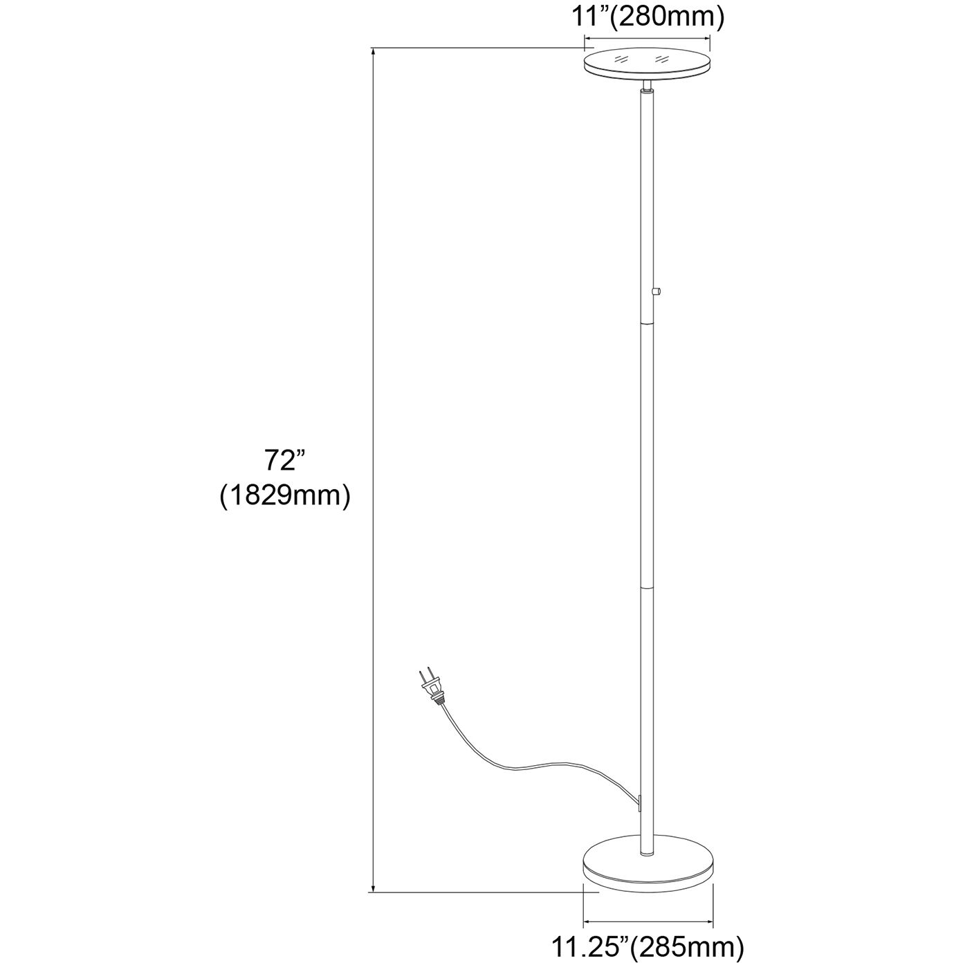 Modern 72 inch 30.00 watt Satin Nickel Decorative Floor Lamp Portable Light, Decorative