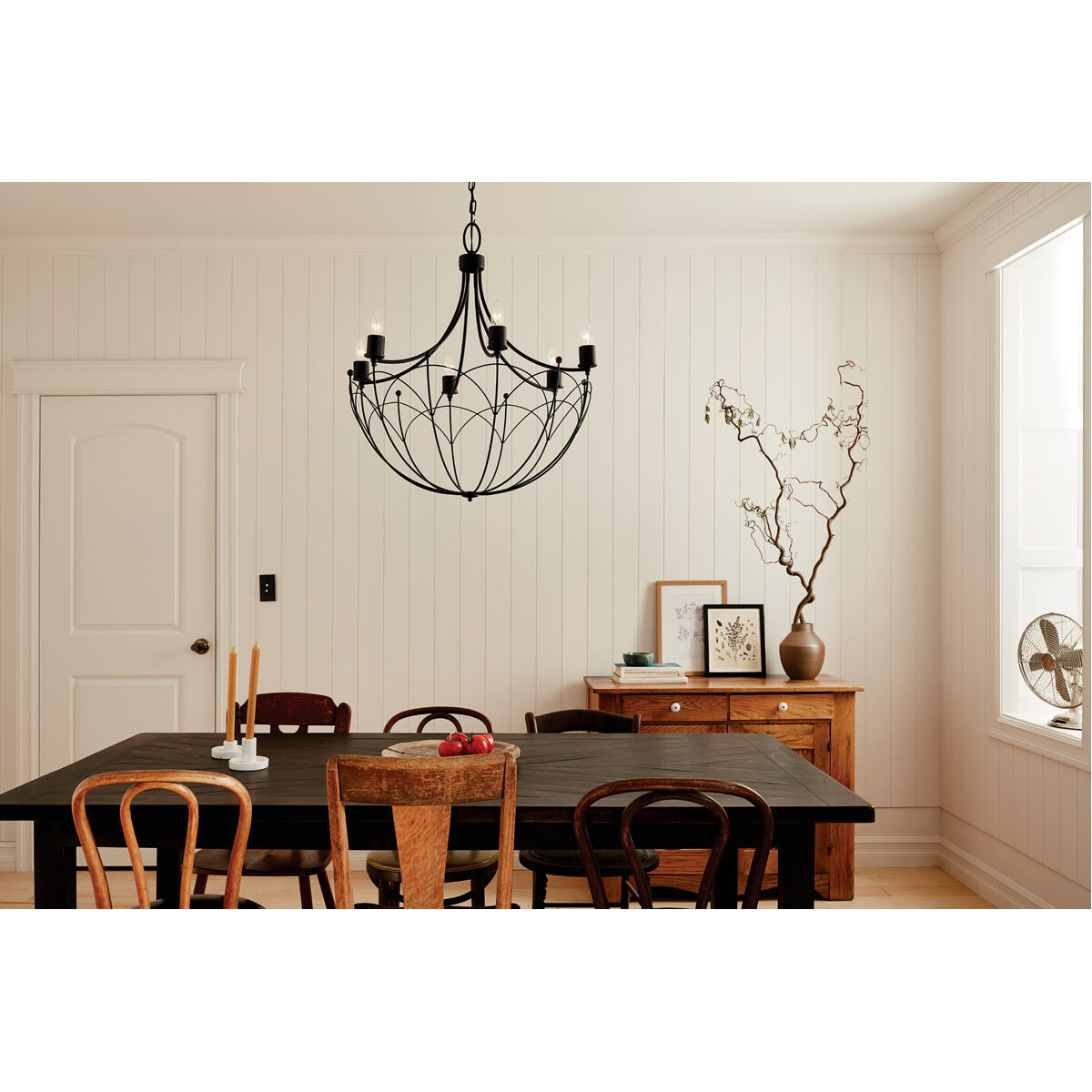 Homestead Topiary 6 Light 28 inch Textured Black Chandelier Ceiling Light, Topiary