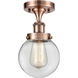 Ballston Beacon 1 Light 6 inch Antique Copper Semi-Flush Mount Ceiling Light in Clear Glass