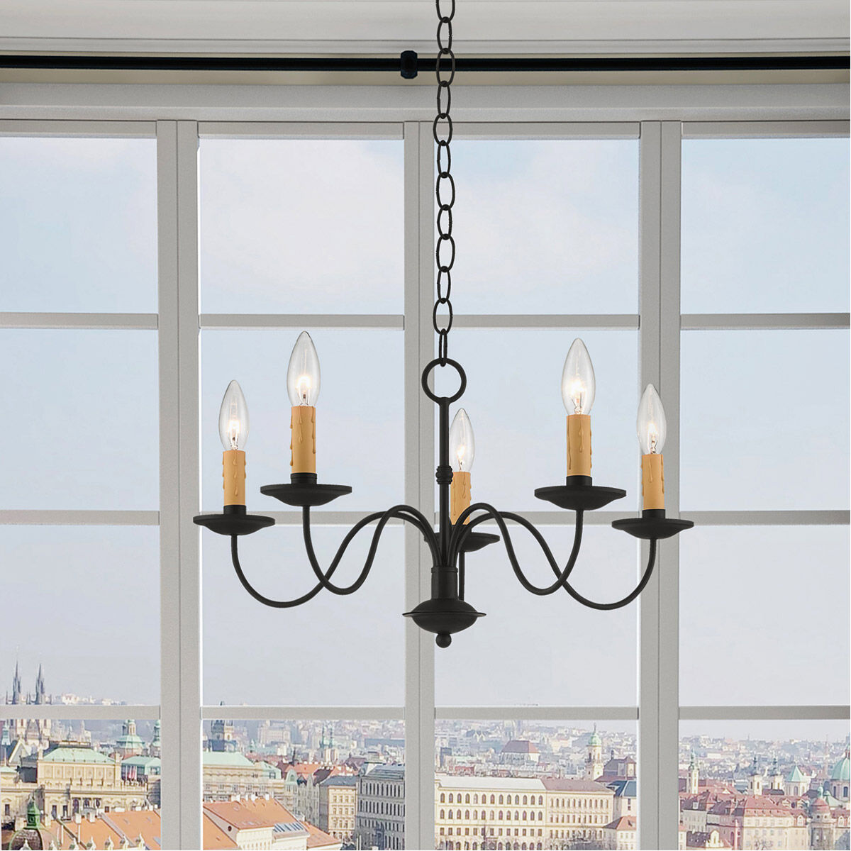 Heritage 5 Light 20 inch Black Chandelier Ceiling Light