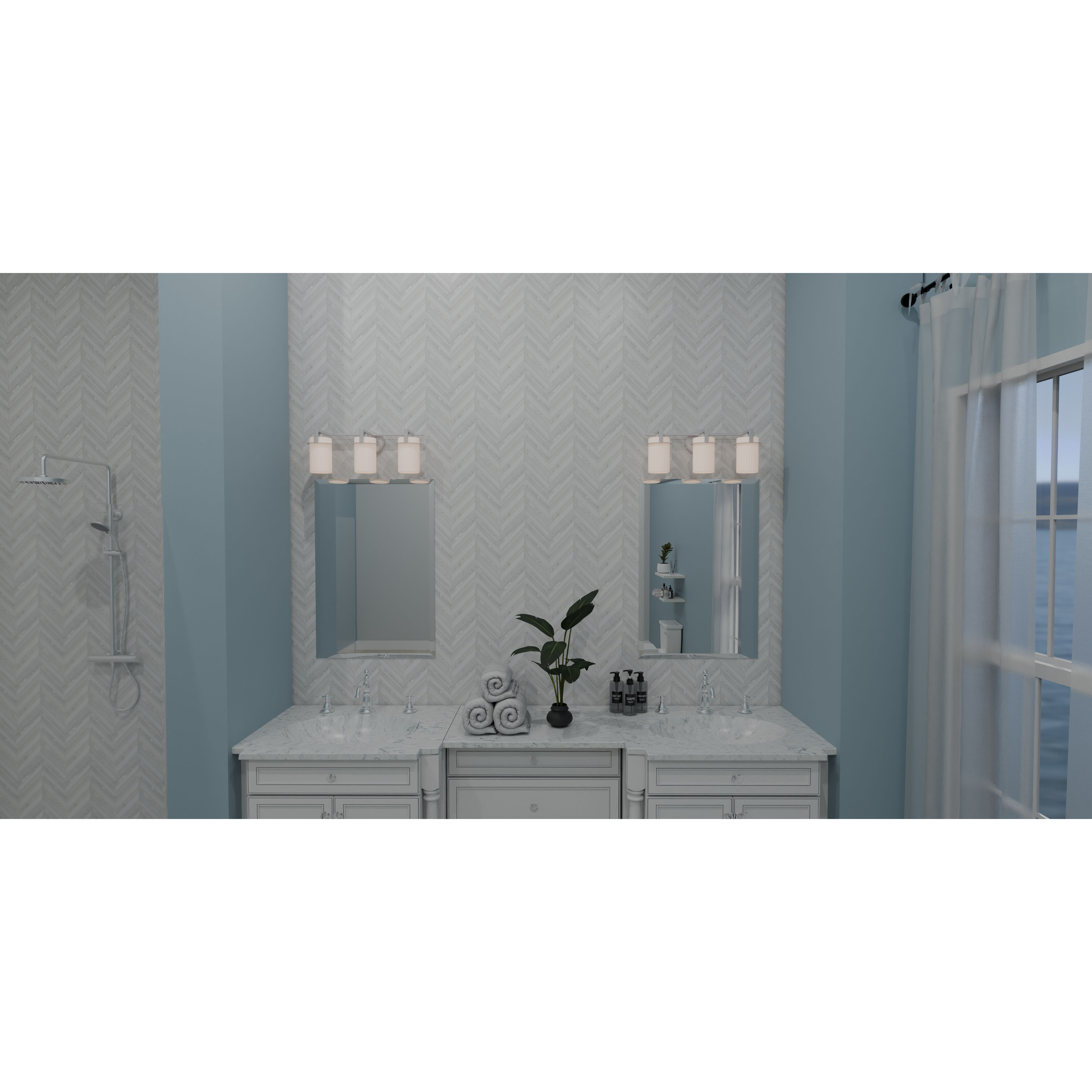 Seymour 3 Light 22 inch Brushed Nickel Bath Light Wall Light, Large