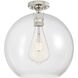 Crown Point 1 Light 11.75 inch Polished Nickel Flush Mount Ceiling Light in Clear Glass