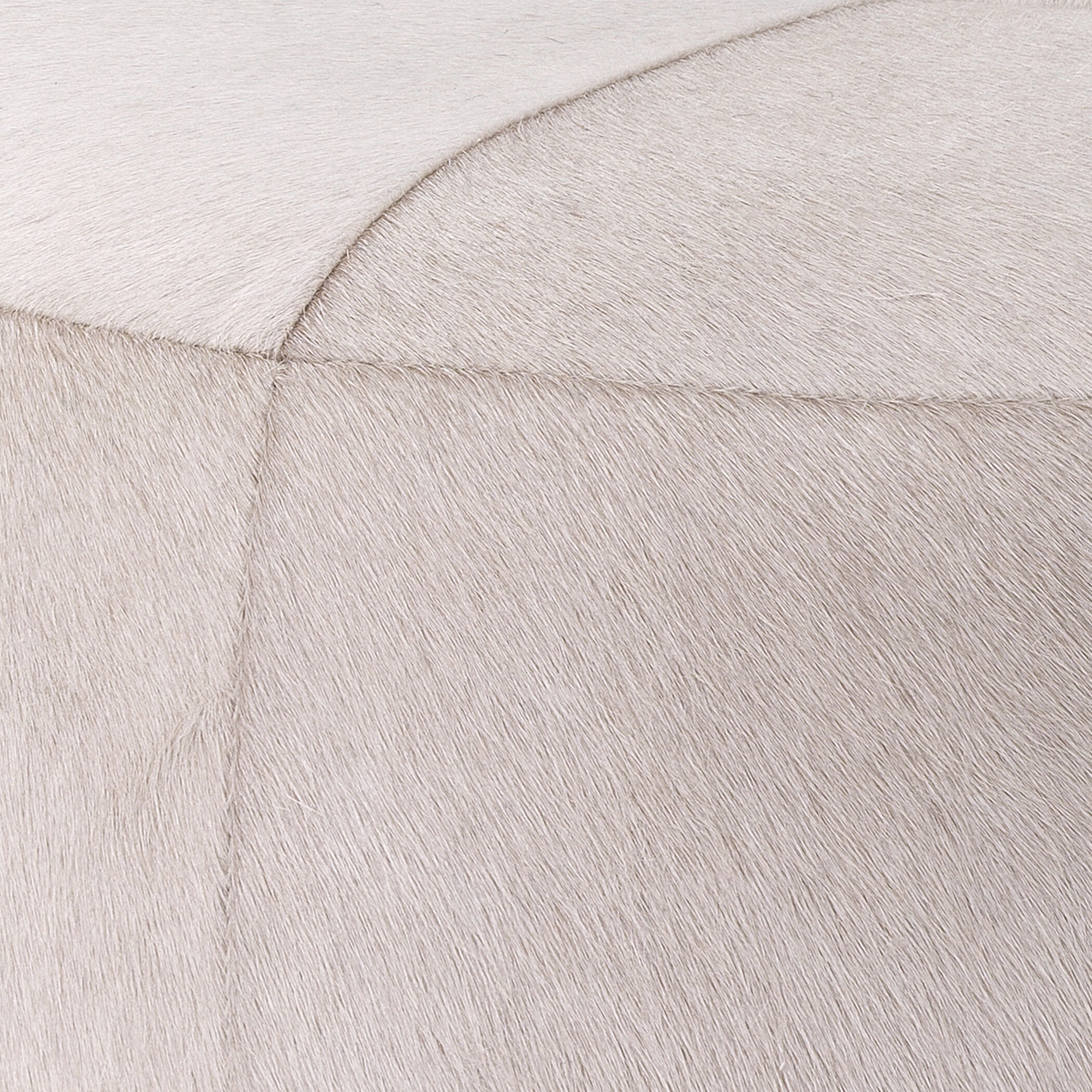 Thackeray 16 inch White Hide & Antique Brass Metal Round Pouf