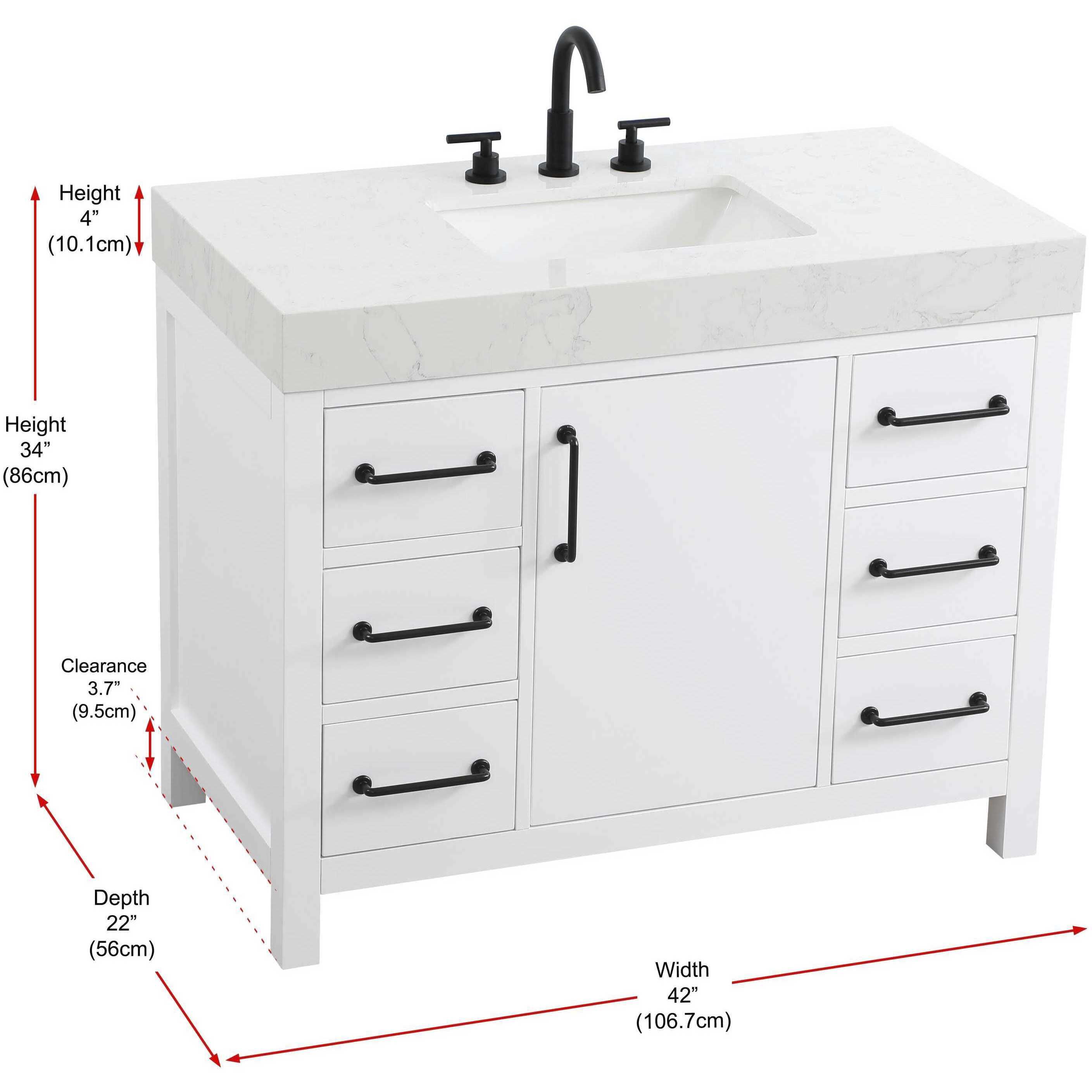 Nathan 42 X 34 inch White Bathroom Vanity Cabinet