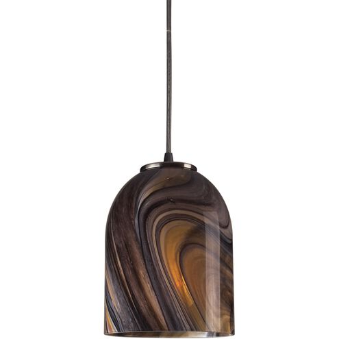 Swirl 1 Light 6 inch Satin Nickel with Brown Mini Pendant Ceiling Light