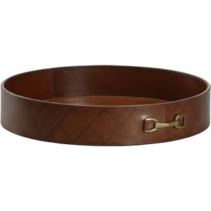 Leather Round Brown Tray