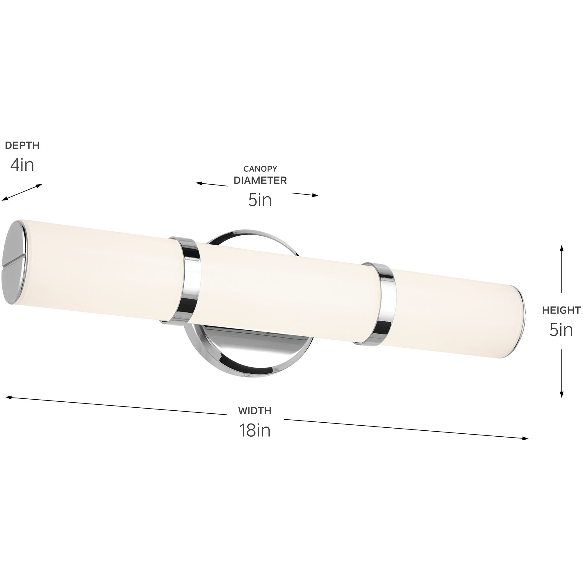 Rosh LED 18 inch Chrome Bath Bar Wall Light, Small