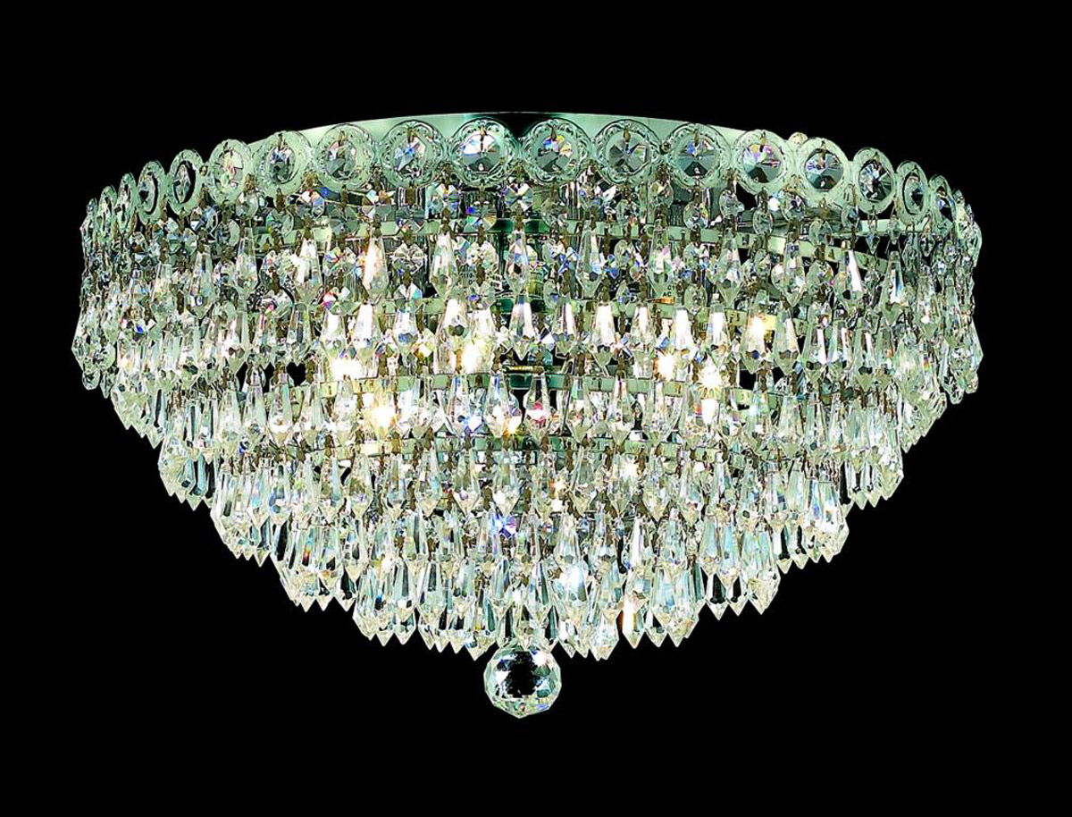 Century 4 Light 14 inch Chrome Flush Mount Ceiling Light in Royal Cut