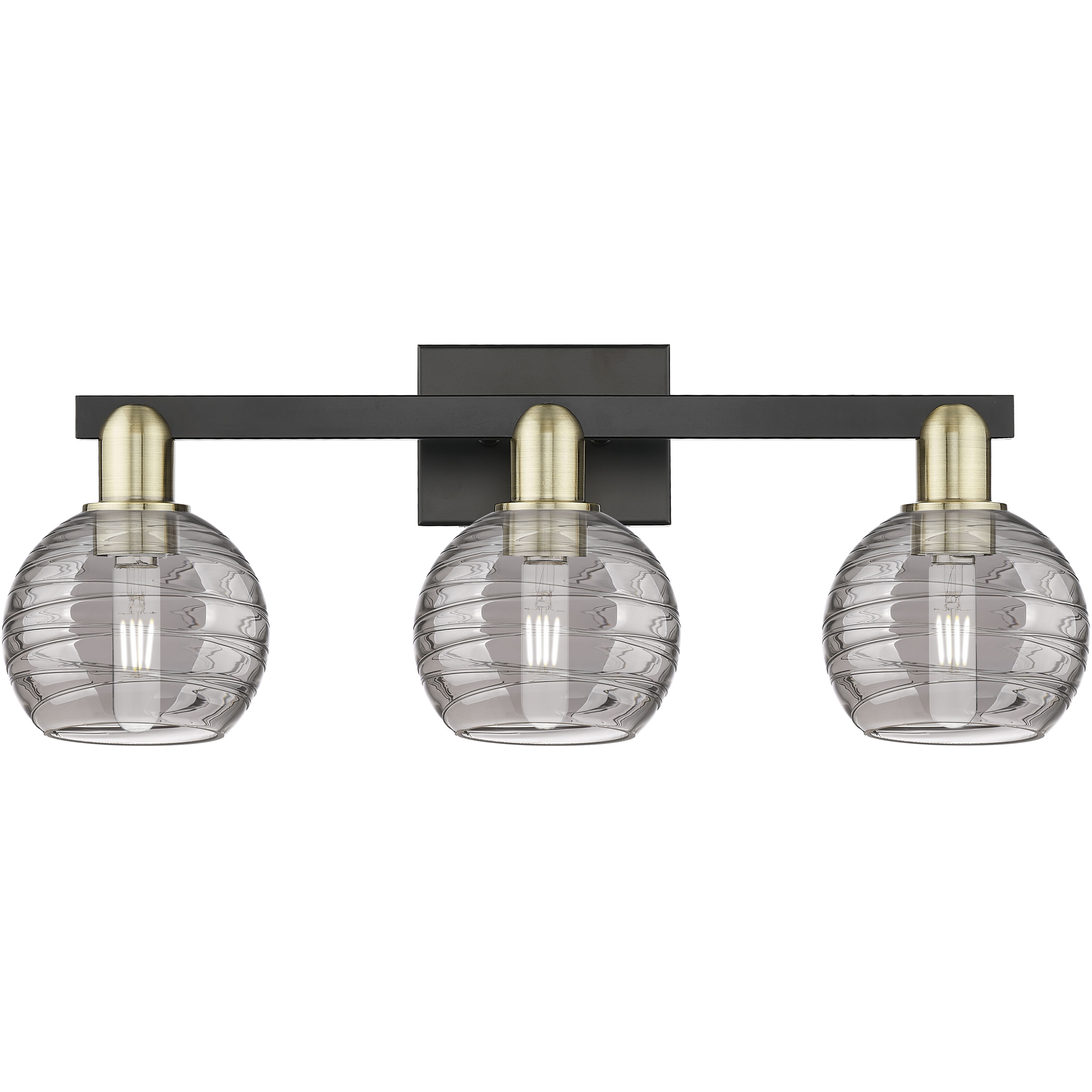 Athens Deco Swirl 3 Light 26 inch Black Antique Brass Bath Vanity Light Wall Light