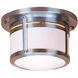Berkeley 2 Light 12 inch Mission Brown Flush Mount Ceiling Light in White Opalescent