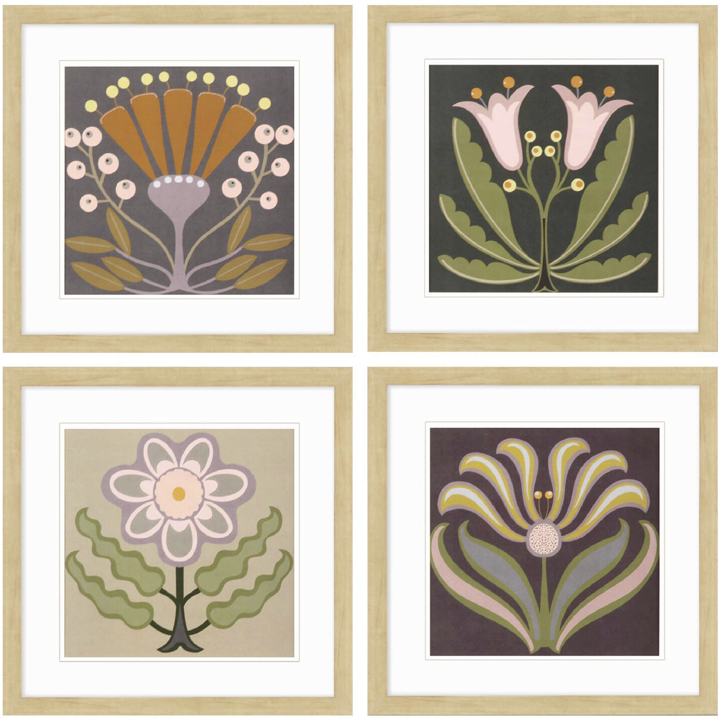 Florals Green and Pink and Brown Framed Art, Propac