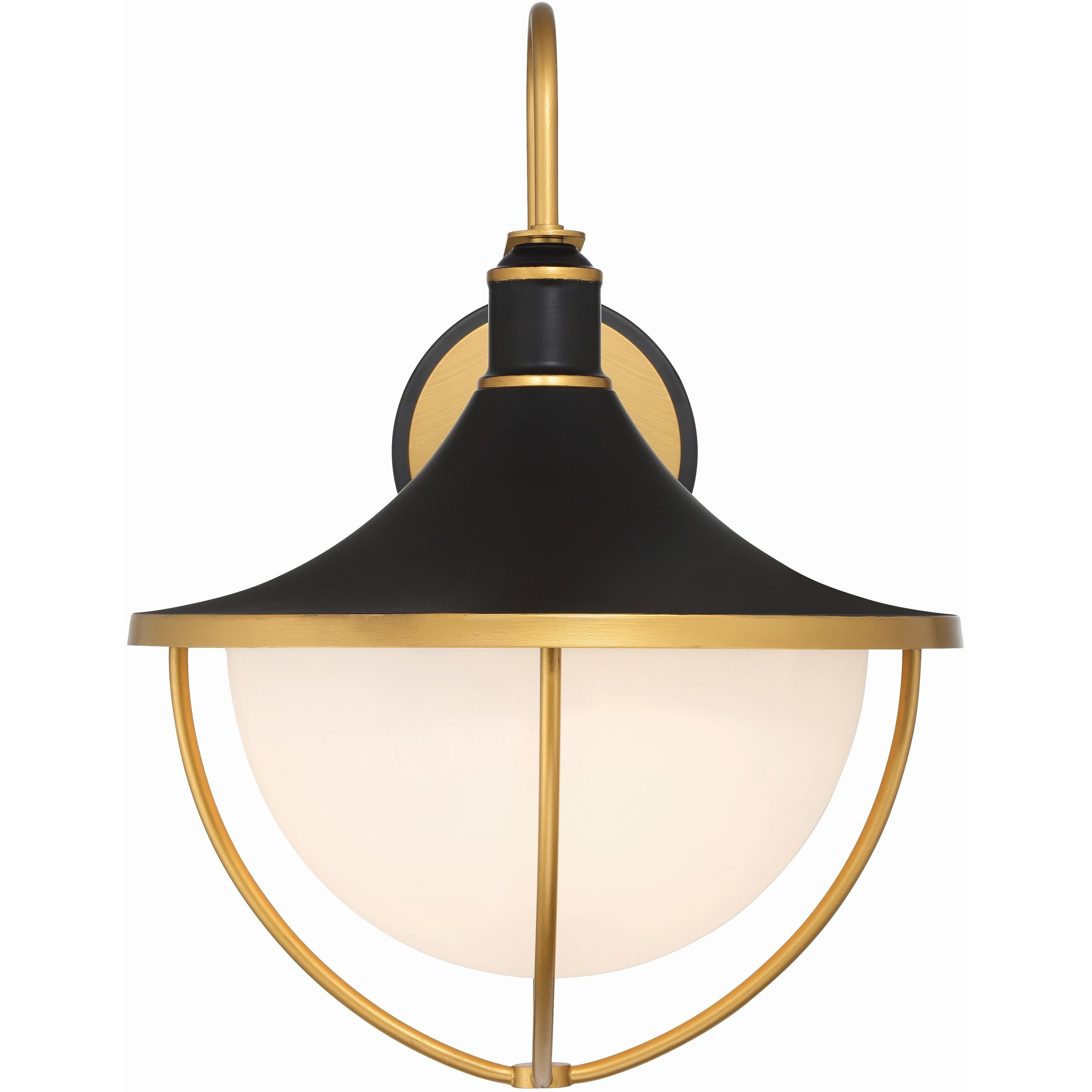 Atlas 3 Light 22 inch Matte Black and Textured Gold Outdoor Sconce