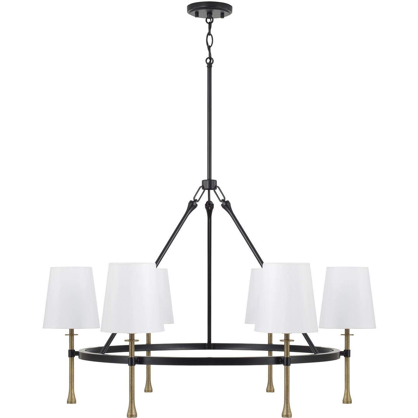 Hollis 6 Light 35 inch Matte Black with Hammered Gold Chandelier Ceiling Light