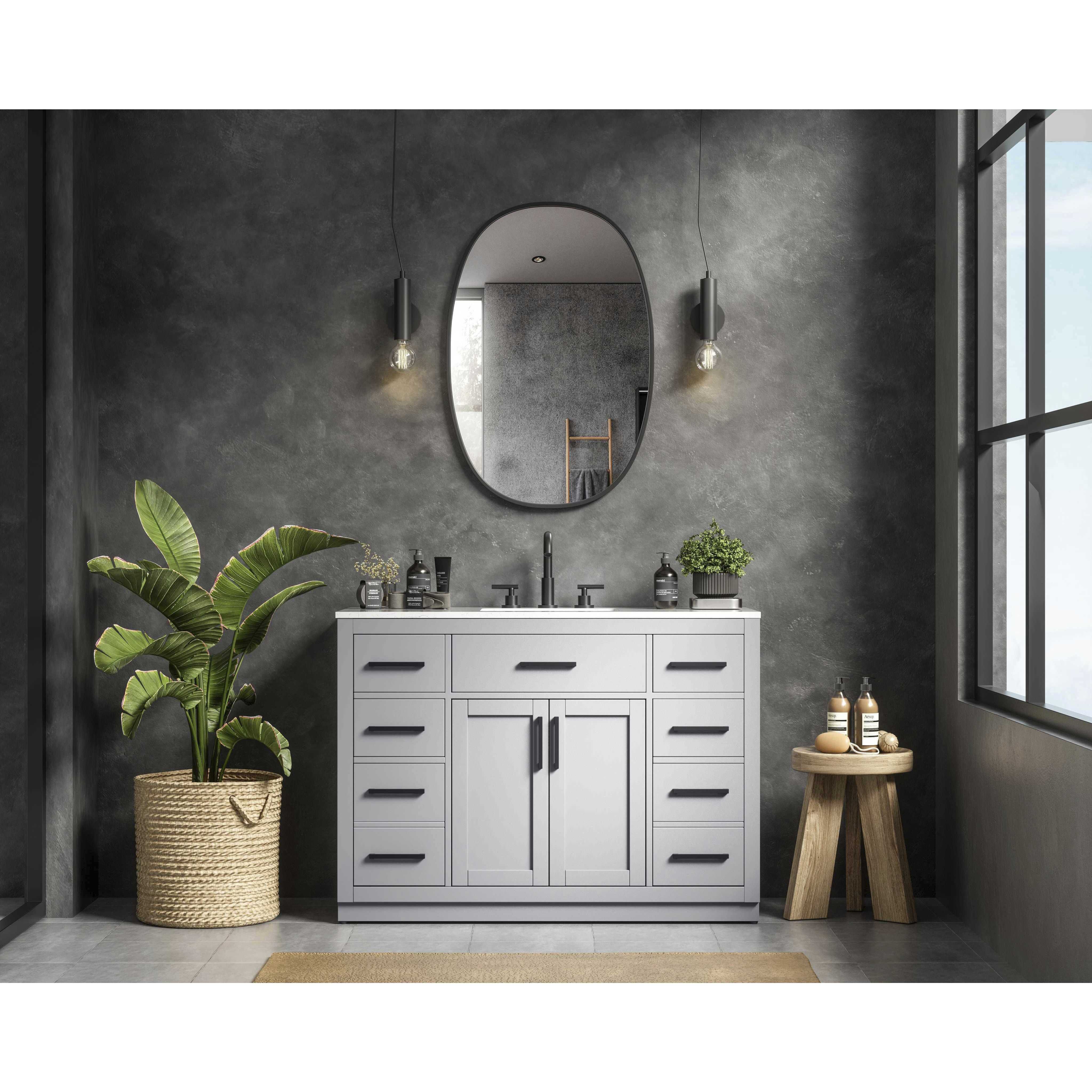 Alden 48 X 35 inch Grey Bathroom Vanity Cabinet