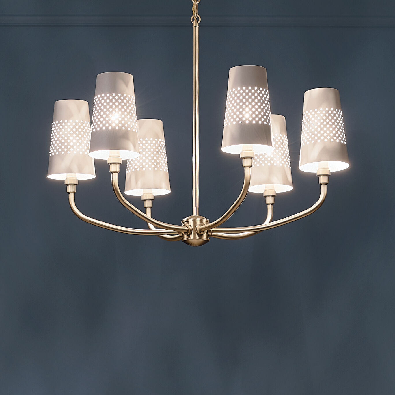 Adeena 6 Light 26.75 inch Brushed Natural Brass Chandelier Ceiling Light