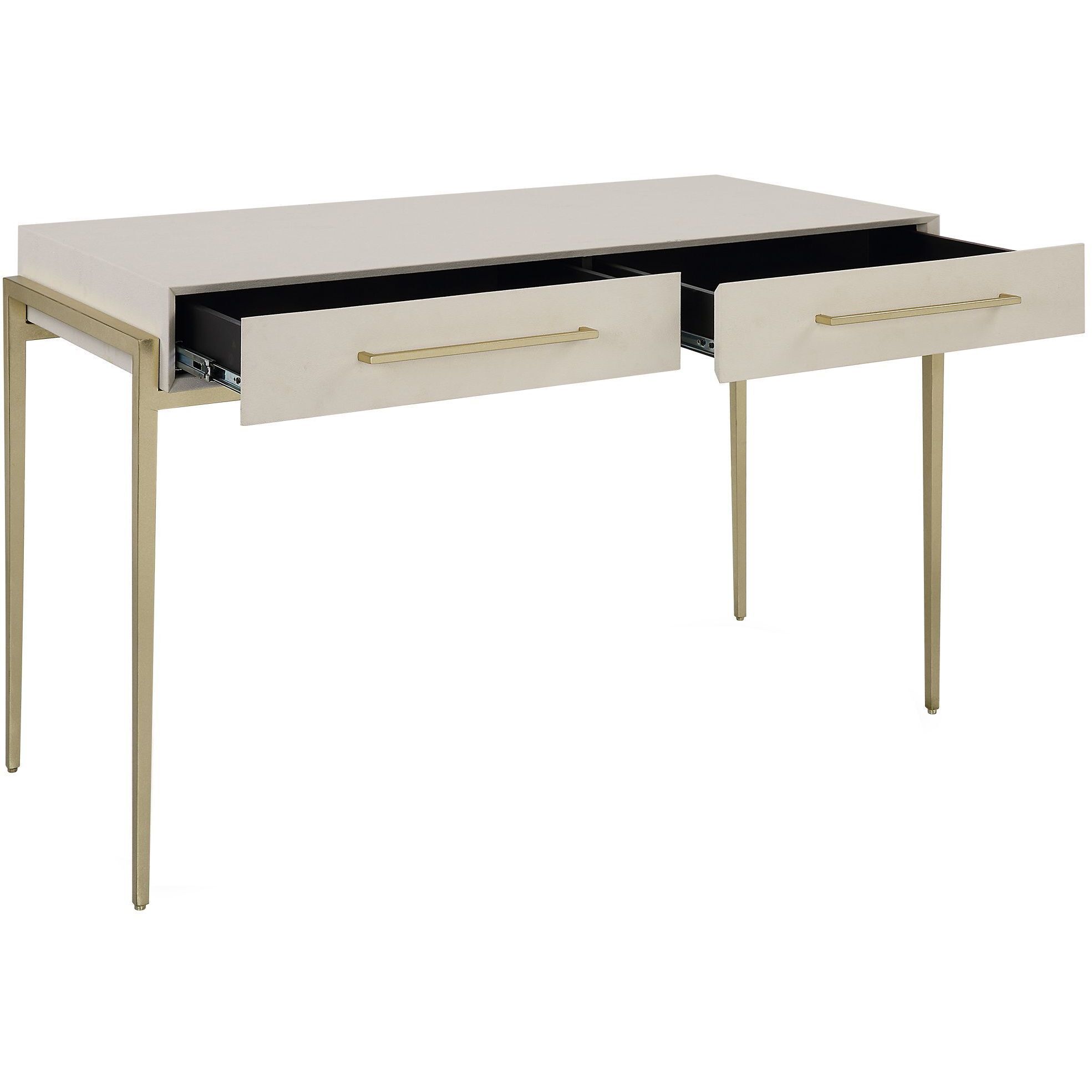 Jewel 48 inch White Faux Shagreen and Gold Leaf Desk