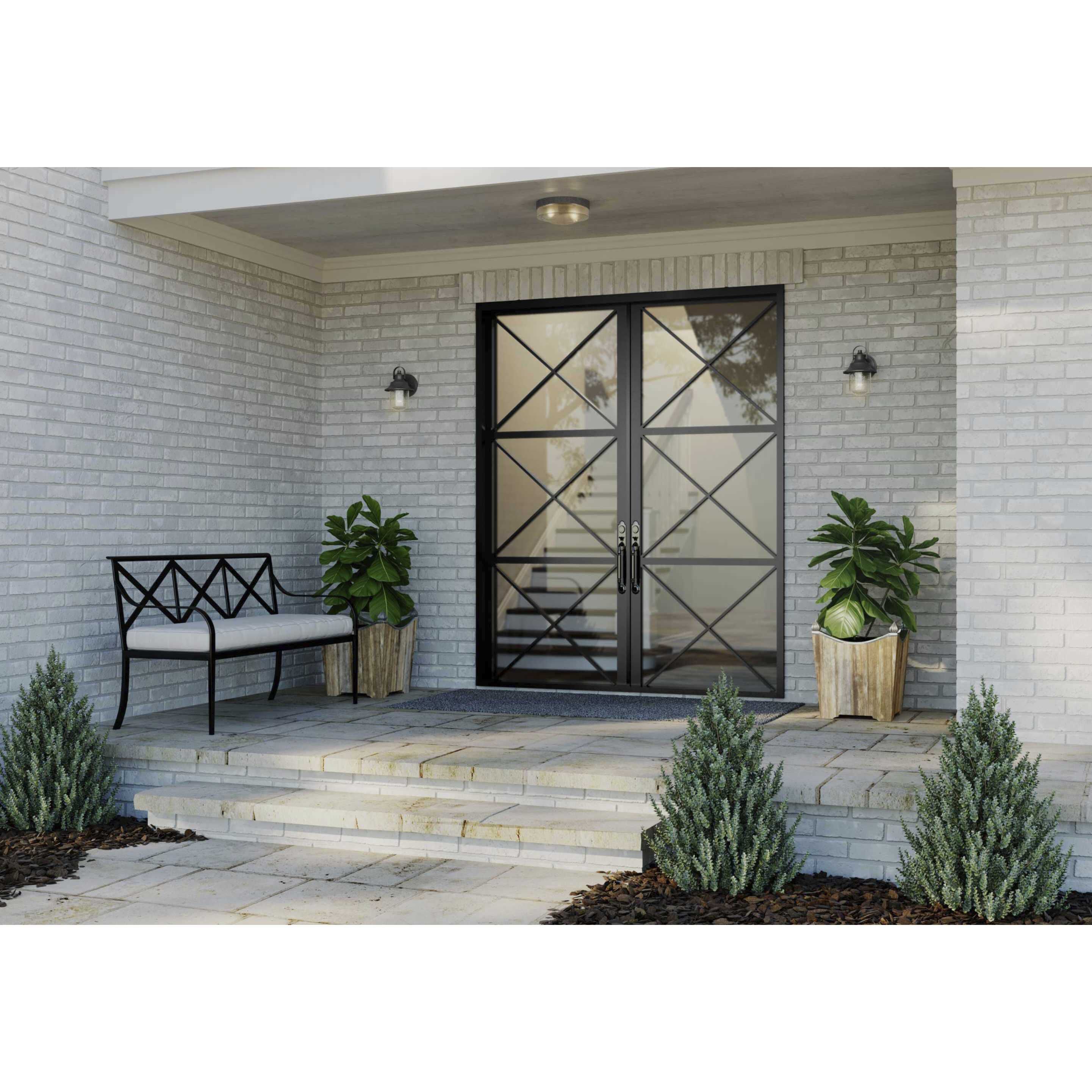 Weldon 2 Light 11 inch Textured Black Outdoor Flush Mount