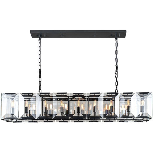 Monaco 18 Light 60 inch Flat Black Island Pendant Ceiling Light, Urban Classic