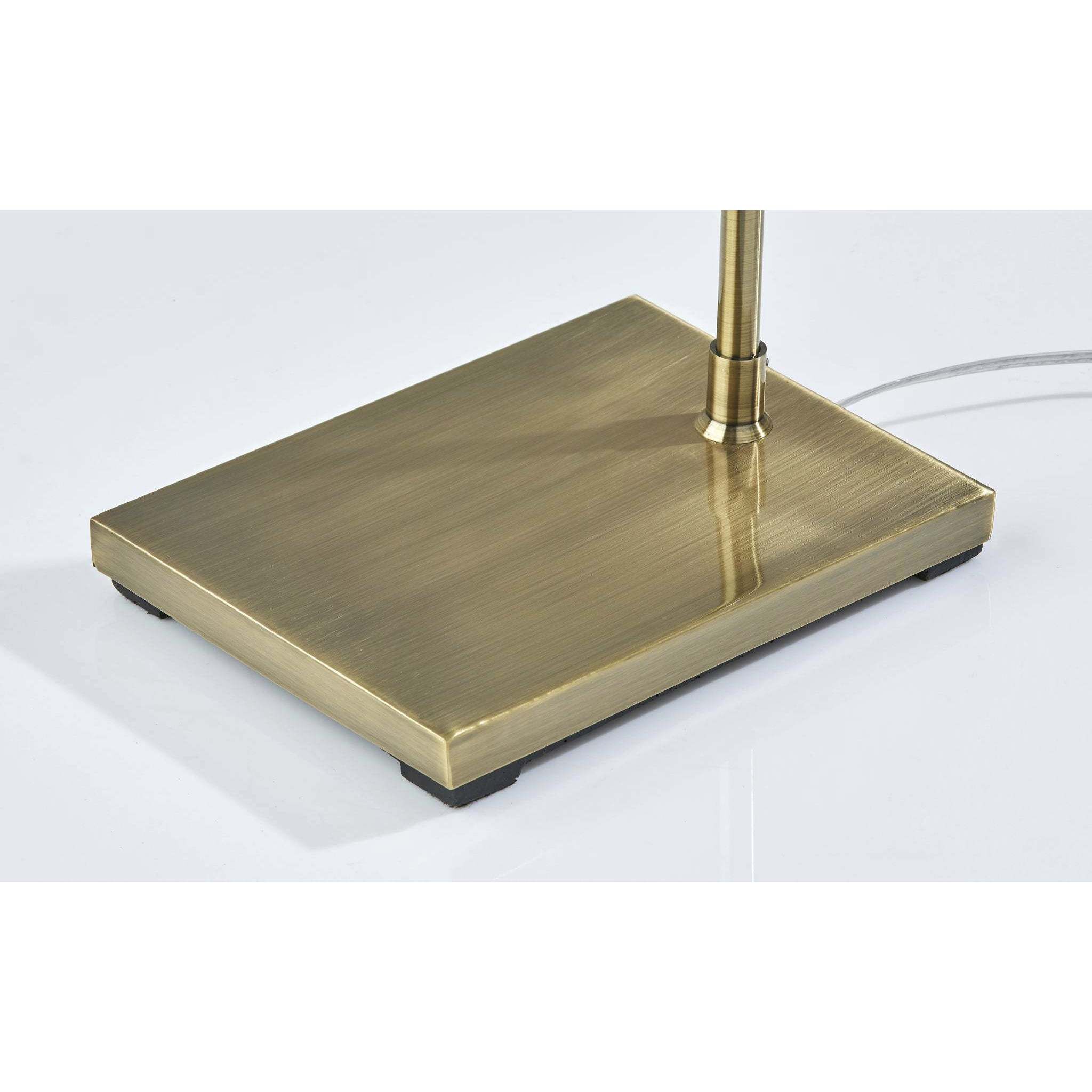 Zion 65 inch 100 watt Antique Brass Floor Lamp Portable Light in White Textured Fabric