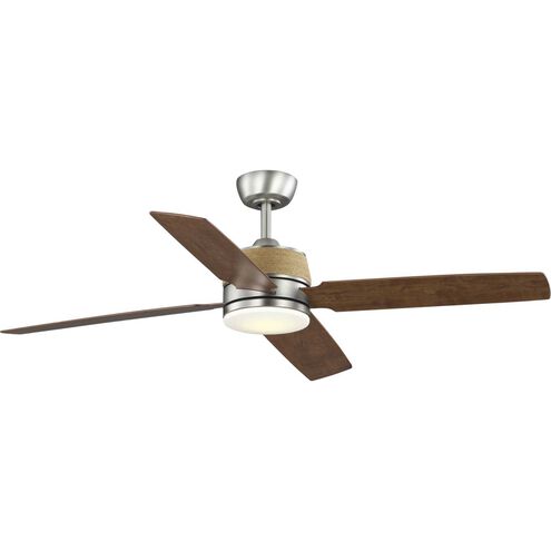 Shaffer II 56 inch Antique Nickel with Classic Walnut/Grey Weathered Wood Blades Ceiling Fan, Progress LED