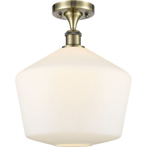 Ballston Cindyrella 1 Light 12 inch Antique Brass Semi-Flush Mount Ceiling Light in Incandescent, Matte White Glass