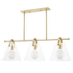 Karin 3 Light 44 inch Aged Brass Island Pendant Ceiling Light